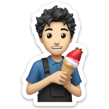 gojo satoru eating strawberry ice cream sticker