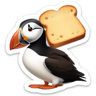 Puffin with sliced bread chocolat sandwich sticker