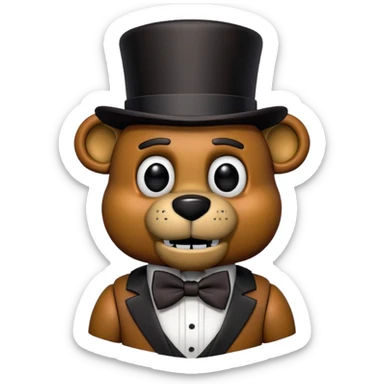 Freddy Fazbear from Five Nights at Freddy's with top hat and bow tie sticker
