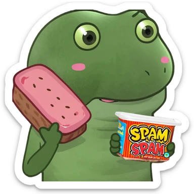 kawaii lady with spam meat   sticker