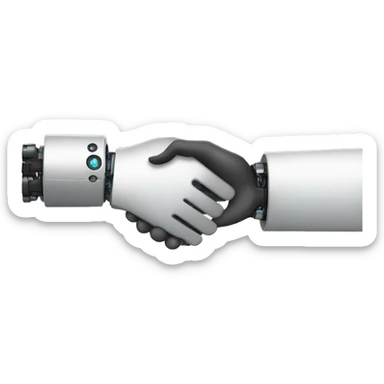a human hand shaking a robot hand  sticker