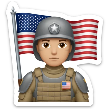 generate white full-armored american soldier with small usa flag on shoulder sticker
