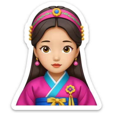 Asian girl wearing traditional Korean clothes sticker