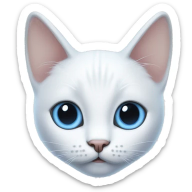 White cat with blue eyes and small ears sticker