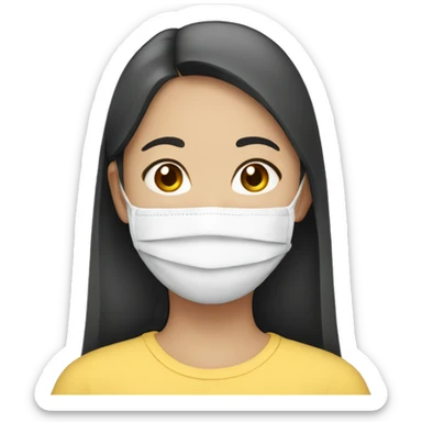 Asian girl with facemask sticker