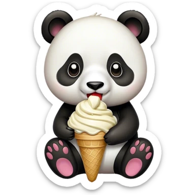 Panda eating ice cream sticker
