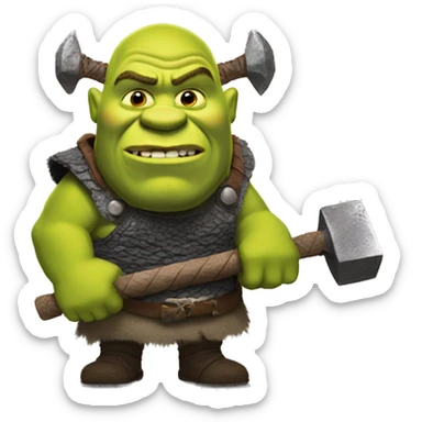 Shrek with thors hammer sticker