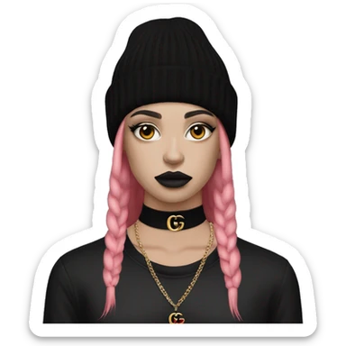 Goth model with gucci beanie sticker