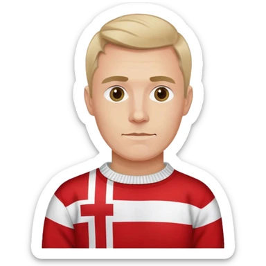 Danish man in sweater with danish flag sticker
