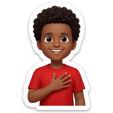 saying thank you black boy curly hair sticker