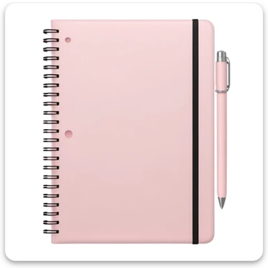 regular notebook, very pale pink cover, no marbled pattern, closed, simple icon, subtle apple emoji style sticker