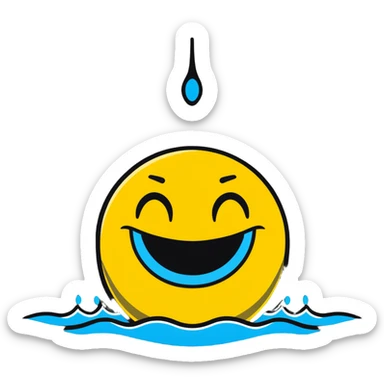 scared smiley face being drowned with so much water sticker