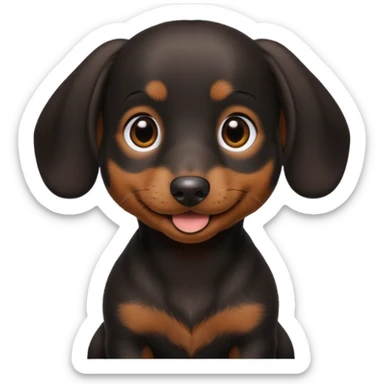 Black miniature Daschund puppy looking happy sticker