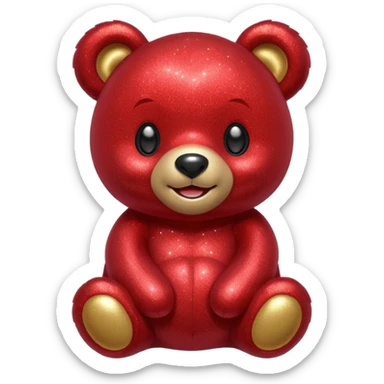 red glitter bear Happy  sticker