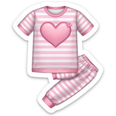 Satin baby pink and white striped pajamas with a pink heart on the pocket sticker