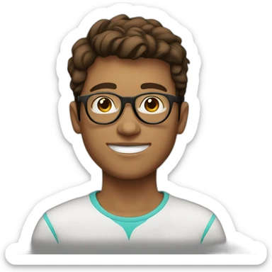Young men brown hair with circle glasses sticker