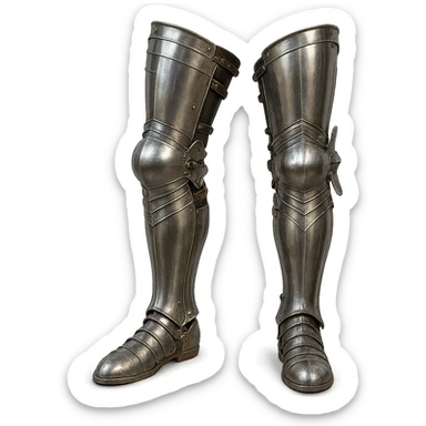 steel platelegs armour, highly detailed, realistic, metallic shine, medieval style sticker