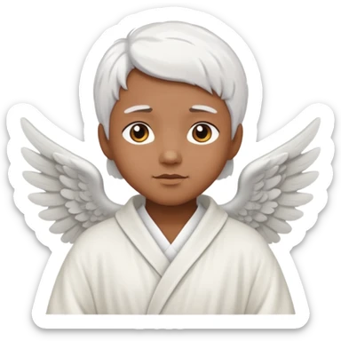 angel with brown skin, short white hair sticker