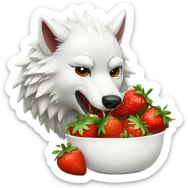 White wolf eating strawberries  sticker