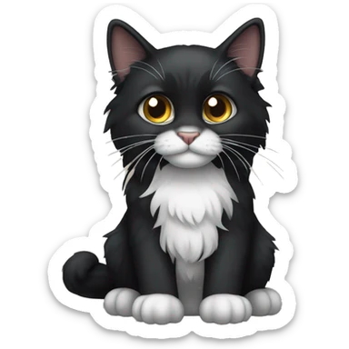 Black main coon cat with white chin sticker