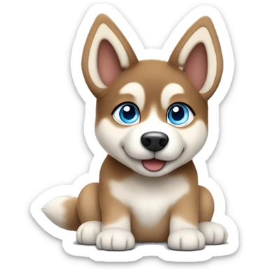  Caramel Frappe Brown husky puppy sitting head tilted gazing at viewer with blue eyes sticker