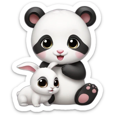 baby panda and baby bunny sticker