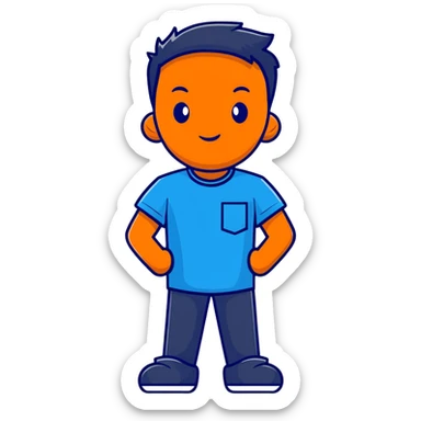 blue t-shirt cartoon sticker sticker
