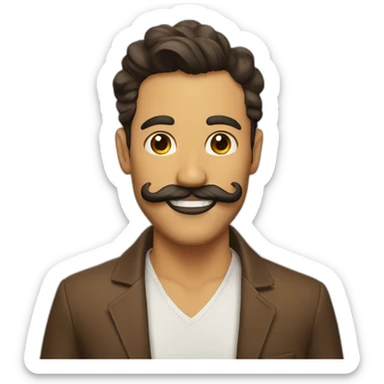 Happy man beard and dali mustache tan skin sticker