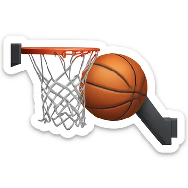 Basketball going in a basketball hoop sticker