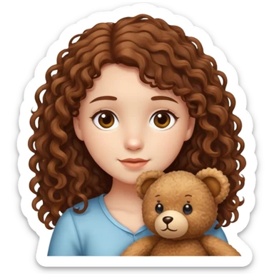 A Brown curly-haired Teddy and a girl with medium long hair sticker