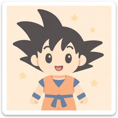 Goku, anime hero, spiky hair, orange gi, energetic pose, vibrant colors sticker