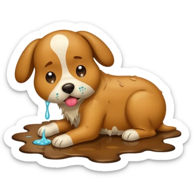 the dog is vomiting on the floor sticker