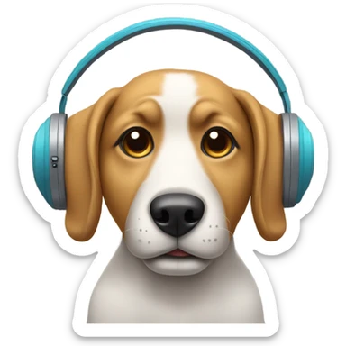 dog with headphones sticker