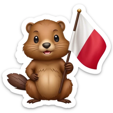 Beaver with polish flag sticker