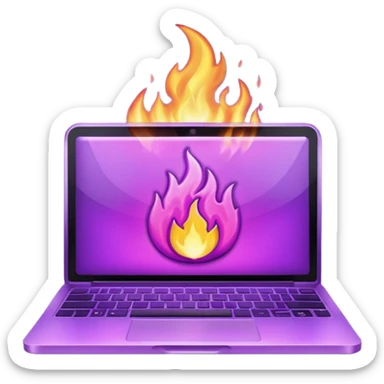 laptop in purple fire sticker