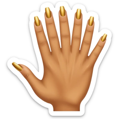 Tan skin hand with really short gold nails sticker