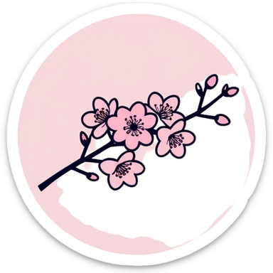 beautiful pink sakura cherry blossom flower sticker