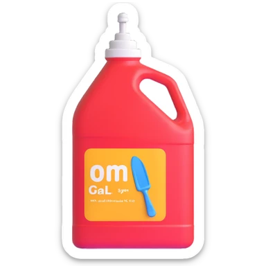 A gallon of paint with glitter sticker