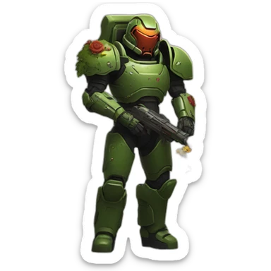 Doom slayer watering flowers sticker