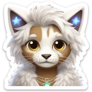 Furry, sparkle, iridescent, colorful, pastel, edgy, cool, fantasy beautiful, brown, beige, white, divine, godly, angelic, animal, anthro, full body, fursona, feline sticker