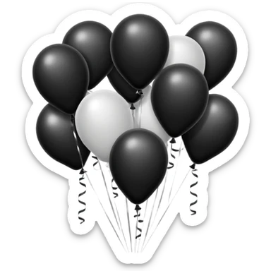birthday sign in black and white ballons sticker