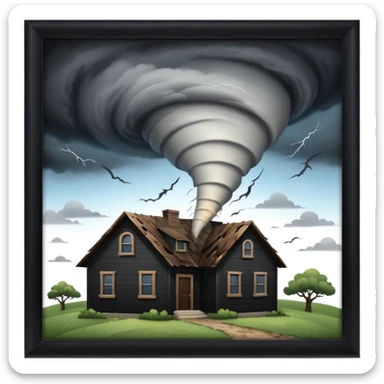 Tornado in storm with home sticker