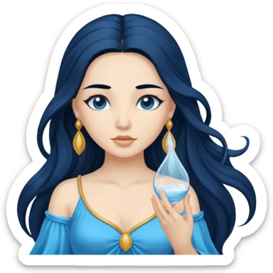 Salacia, Salt Water Goddess from Rome Mythology with long black hair, blue outfit sticker
