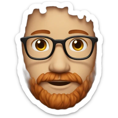 man around 25 with redhead short mid-curly hair. with beard and glasses. wear a scarlet checked shirt sticker