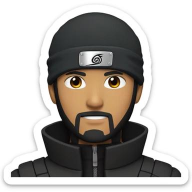 Naruto With Black hair and Black beard , Black Ninja jacket sticker