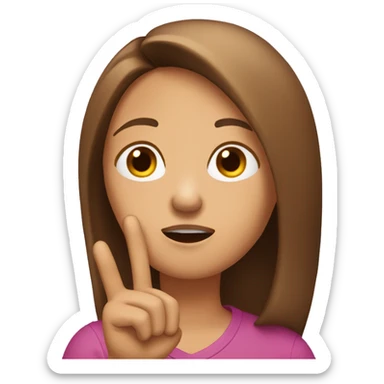 Emoji brown-haired woman with long straight hair with her finger in front of her mouth, chut  sticker