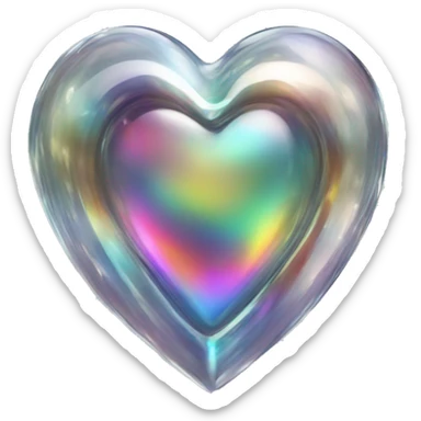 Chromatic heart shape metalic transparent glass sticker