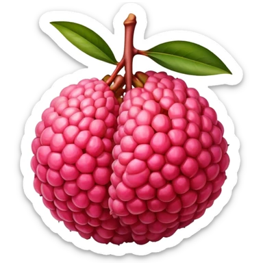 lychee fruit with reddish-pink rough outer skin, some peeled showing white juicy flesh sticker