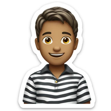 smiling boy in striped shirt sticker