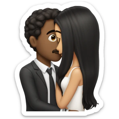 kissing lovers, man witt brown hair, girl wirh long black hair sticker
